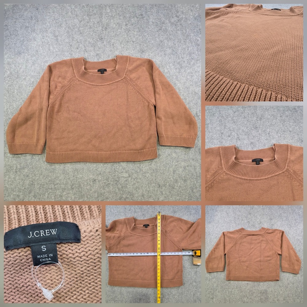 J.Crew Relaxed-Sleeve Boatneck Beach Sweater Womens Small Brown Cotton Pullover